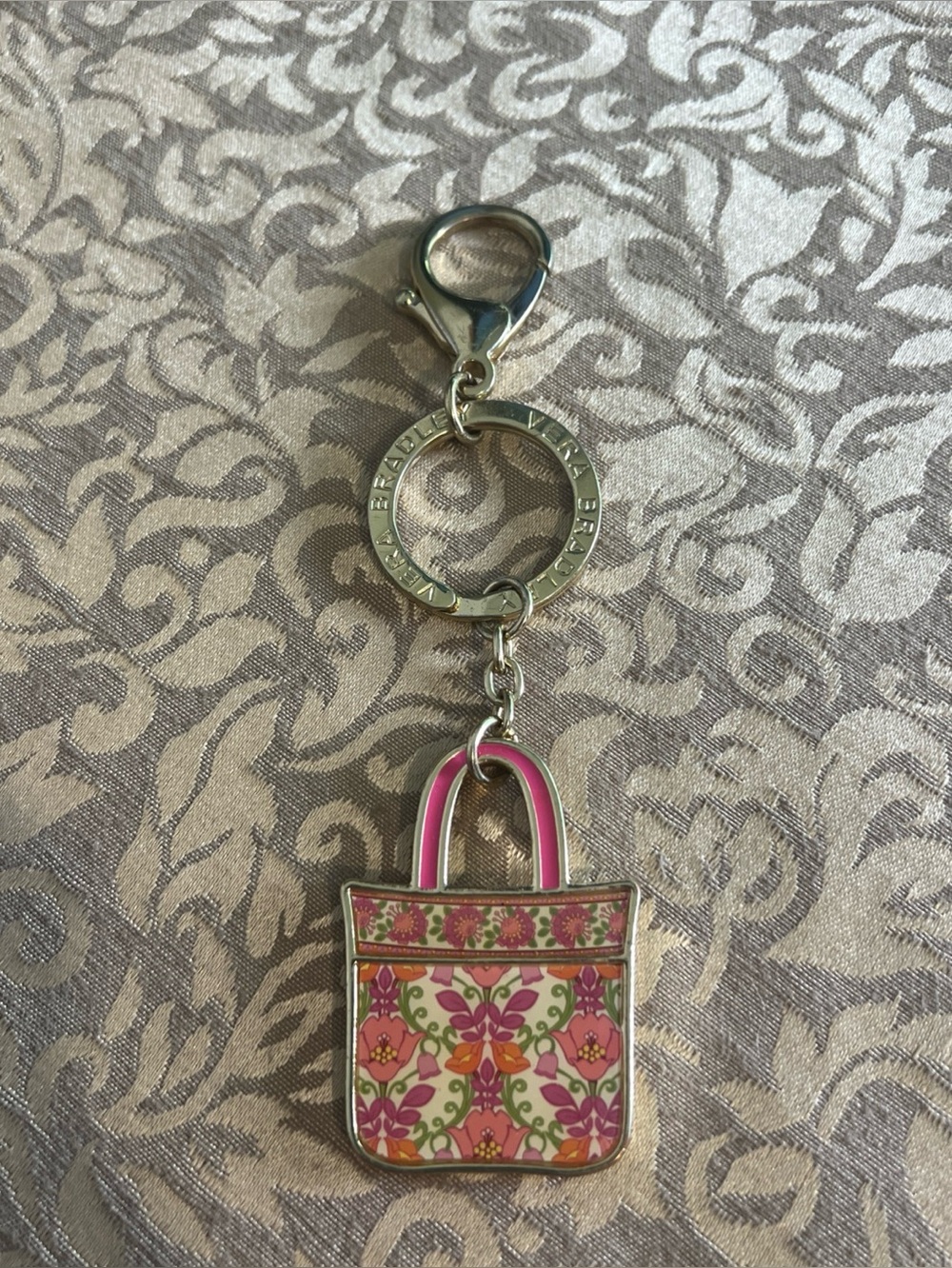 VERA BRADLEY~Tote Around Keychain~LILLI BELLE~GOLDTONE~Purse Charm Metal
